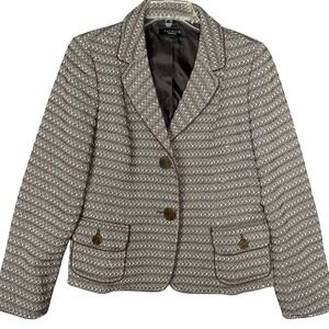 Talbots Blazer Two Button Jacket Women's Size 10 Brown Wool Blend Tweed
